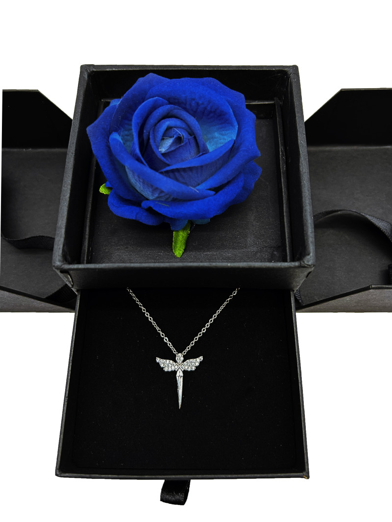 Özel Kutuda Yapay Gül Melek Kolye Hediye Kutusu