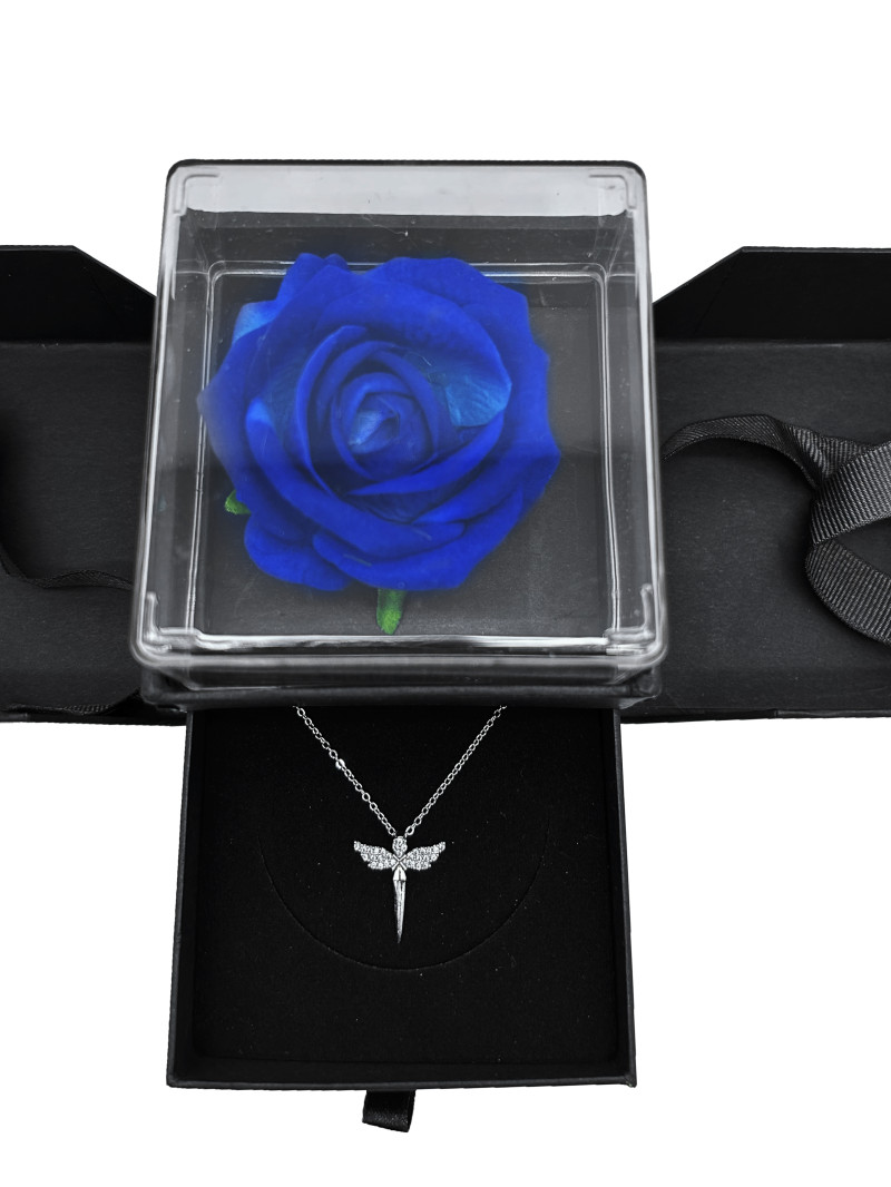 Özel Kutuda Yapay Gül Melek Kolye Hediye Kutusu
