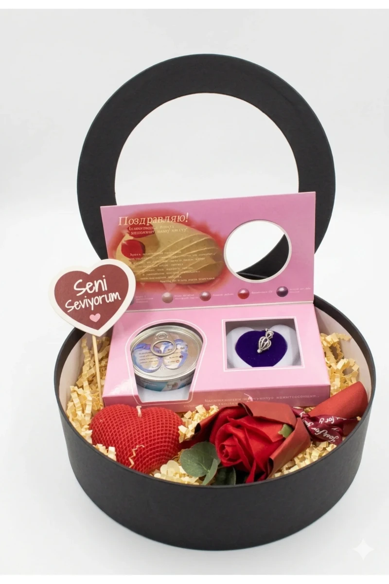 Kalp Mumlu İnci Kolye Hediye Kutusu